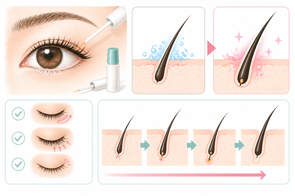 医療用まつ毛育毛（ビマトプロスト）の説明イラスト